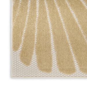 4' X 6' Ivory Orange And Blue Indoor Outdoor Area Rug