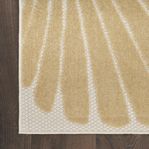 6' X 9' Ivory Orange And Blue Indoor Outdoor Area Rug