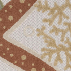 6' X 9' Ivory Orange And Blue Indoor Outdoor Area Rug