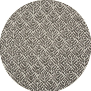 8' Charcoal Round Floral Indoor Outdoor Area Rug