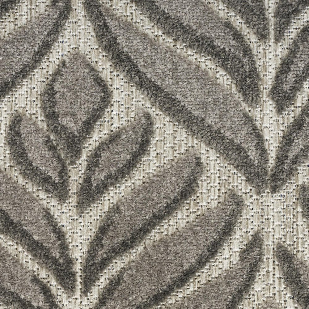 8' Charcoal Round Floral Indoor Outdoor Area Rug