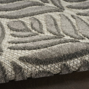 8' Charcoal Round Floral Indoor Outdoor Area Rug