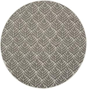 8' Charcoal Round Floral Indoor Outdoor Area Rug