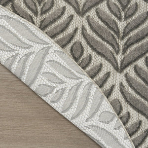 8' Charcoal Round Floral Indoor Outdoor Area Rug