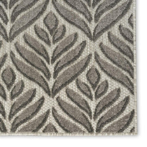 3' X 4' Charcoal Floral Indoor Outdoor Area Rug