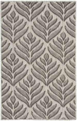 3' X 4' Charcoal Floral Indoor Outdoor Area Rug
