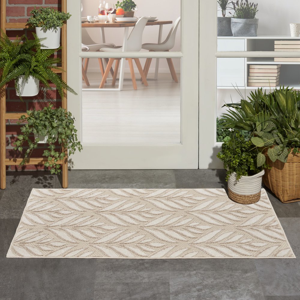 3' X 4' Gray and Ivory Floral Indoor Outdoor Area Rug