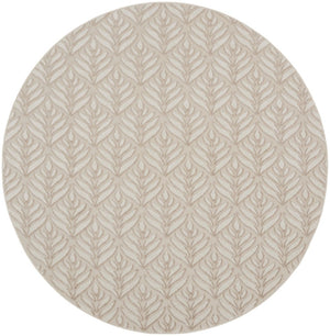 8' Gray and Ivory Round Floral Indoor Outdoor Area Rug