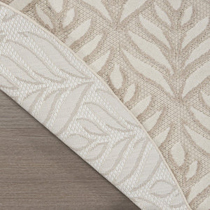 8' Gray and Ivory Round Floral Indoor Outdoor Area Rug