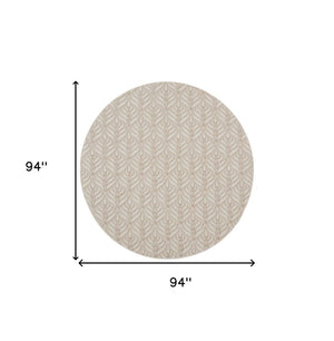 8' Gray and Ivory Round Floral Indoor Outdoor Area Rug