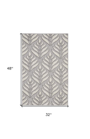 3' X 4' Gray Floral Indoor Outdoor Area Rug