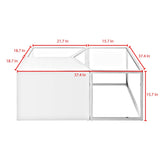 Set of Three 37" Clear And Gold Glass And Stainless Steel Square Mirrored Bunching Coffee Tables