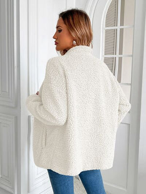 Winter Warm Zip Up Long Sleeve Jacket Fuzzy Cozy & Stylish Jacket Cold-Weather Essential Outdoor Jacket