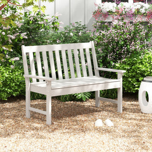 52 Inch All-Weather HDPE Outdoor Bench with Backrest and Armrests-White