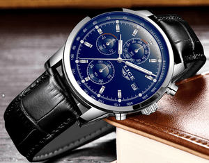 Men's  Waterproof Watch With Chronometers Date Display And Fluorescent Pointers Excellent Look Perfect Gift
