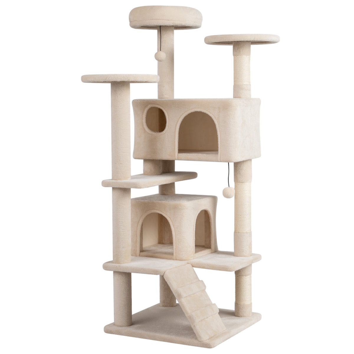 52 Inch Tall Cat Tree Tower for Indoor Cats-Beige