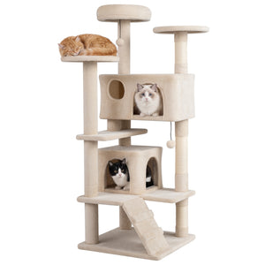 52 Inch Tall Cat Tree Tower for Indoor Cats-Beige