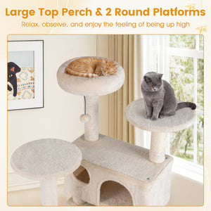 52 Inch Tall Cat Tree Tower for Indoor Cats-Beige