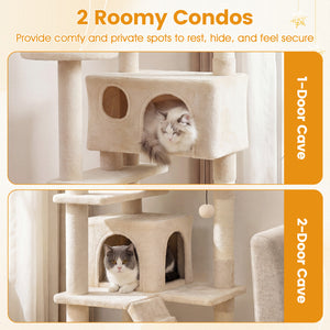 52 Inch Tall Cat Tree Tower for Indoor Cats-Beige