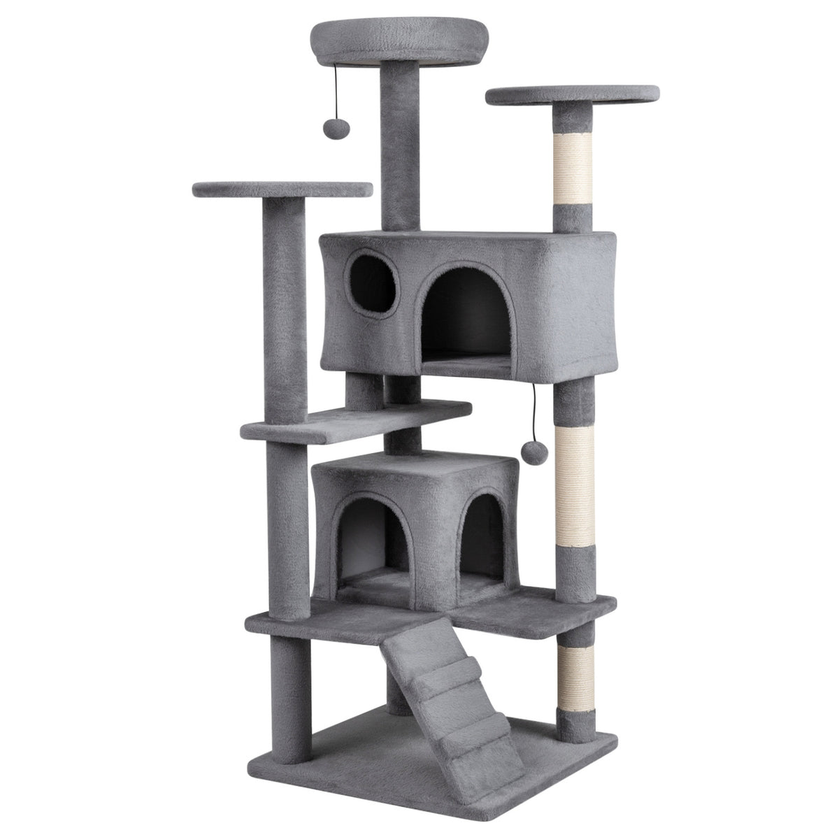 52 Inch Tall Cat Tree Tower for Indoor Cats-Light Gray