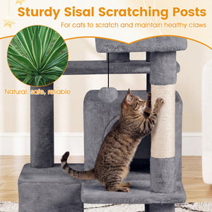 52 Inch Tall Cat Tree Tower for Indoor Cats-Light Gray
