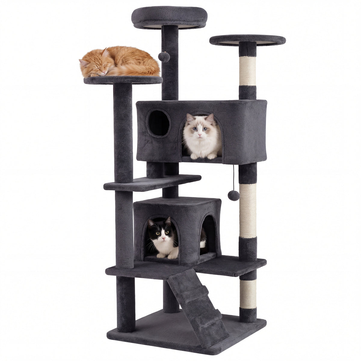 52 Inch Tall Cat Tree Tower for Indoor Cats-Dark Gray