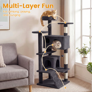 52 Inch Tall Cat Tree Tower for Indoor Cats-Dark Gray