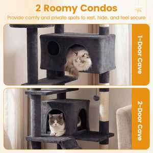 52 Inch Tall Cat Tree Tower for Indoor Cats-Dark Gray