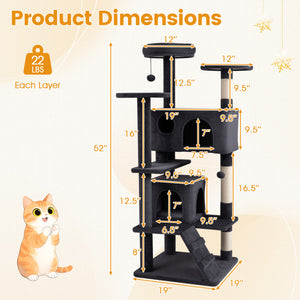 52 Inch Tall Cat Tree Tower for Indoor Cats-Dark Gray