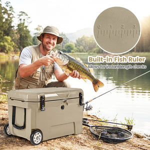 52 Quart Portable Hard Cooler with 6-Day Ice Retention and Wheels-Khaki