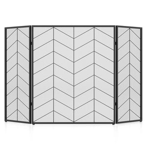 52 x 31 Inch Fireplace Screen with Chevron Herringbone Pattern