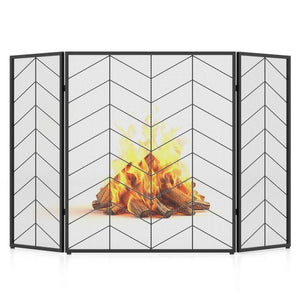 52 x 31 Inch Fireplace Screen with Chevron Herringbone Pattern