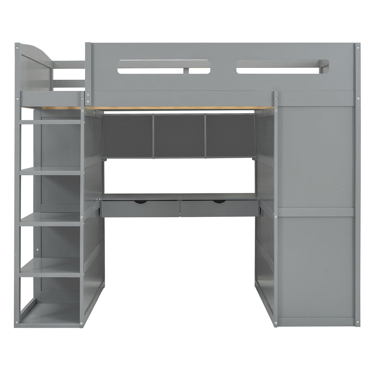 Loft Bed With Desk, Wardrobes, 4 Drawers And 4 Shelves by Couch.com