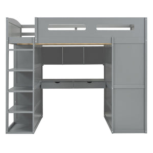 Loft Bed With Desk, Wardrobes, 4 Drawers And 4 Shelves by Couch.com