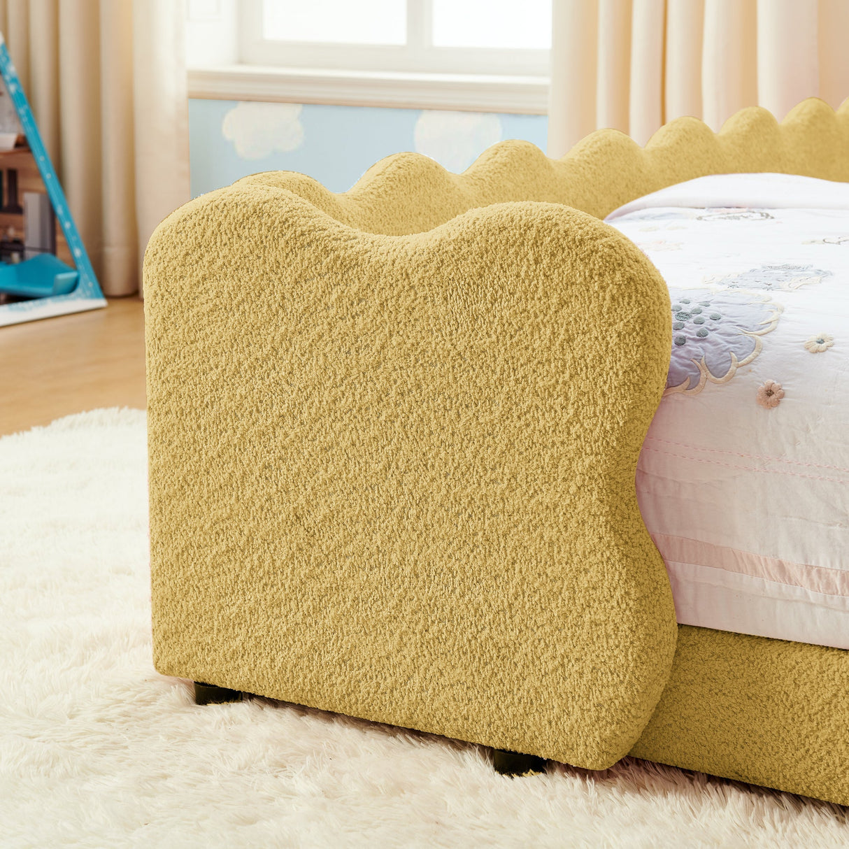 Twin Size Dinosaur-Shaped Kids Bed with Safety Guardrails