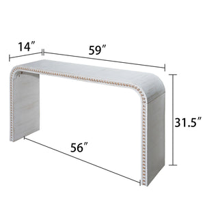 Washed White Console Table, 59in Entryway Table