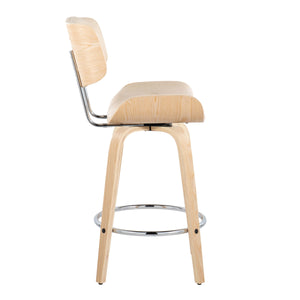 Lombardi - Mid Century Modern Fixed Height Counter Stool With Swivel With Round Footrest (Set of 2) by Couch.com
