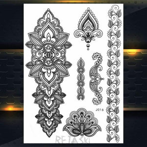 53 Sheets Black Lace Temporary Tattoos Sticker Butterfly Flower Fake Tatoo Sticker Sexy  Black Henna Temporary Tattoos For Women