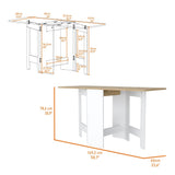 24" Brown And White Folding Sled Base Dining Table