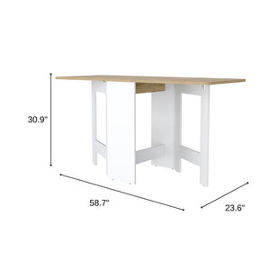 24" Brown And White Folding Sled Base Dining Table