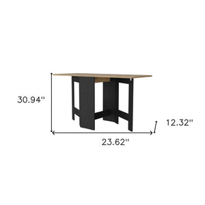 24" Wood Brown And Black Drop Leaf Trestle Base Dining Table