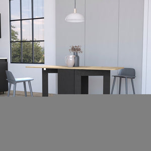 24" Wood Brown And Black Drop Leaf Trestle Base Dining Table