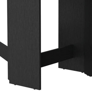 24" Wood Brown And Black Drop Leaf Trestle Base Dining Table