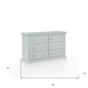 56" Gray Solid and Manufactured Wood Six Drawer Double Dresser