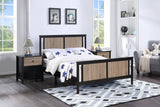 24" Black Solid Wood and Wood One Drawer Nightstand