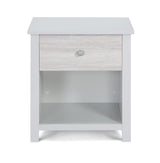 24" Gray Solid Wood and Wood One Drawer Nightstand