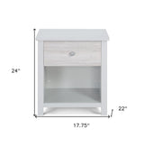24" Gray Solid Wood and Wood One Drawer Nightstand