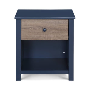 24" Blue Solid Wood and Wood One Drawer Nightstand