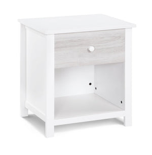 24" White Solid Manufactured Wood and Wood One Drawer Nightstand