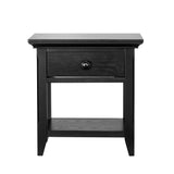 24" Black Solid Wood Solid and Manufactured Wood One Drawer Nightstand
